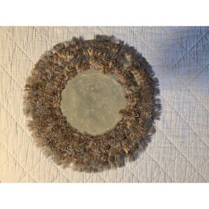 Vintage Round Feather Placemat Handmade Boho Natural Tribal Table Centerpiece